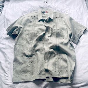 Vintage Beautiful Light Green Linen Button Down | X-Large | Never Worn—like new